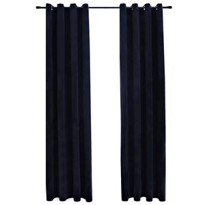 vidaXL Blackout Curtains with Rings 2 pcs Velvet Black 55.1x96.5"