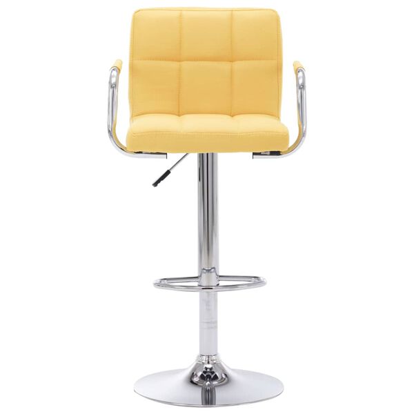vidaXL Bar Chair Set of 2 Yellow Chrome-plated steel and fabric