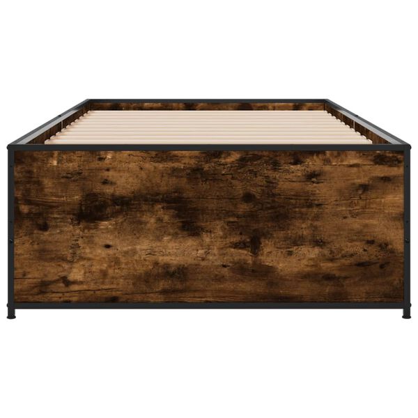 vidaXL Bed Frame Smoked oak Engineered wood, steel Small Single Durable