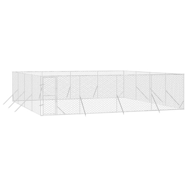 vidaXL Outdoor Dog Kennel Silver Galvanized steel Extra Large