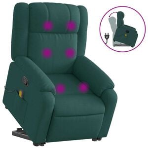 vidaXL Stand Up Massage Recliner Chair Dark green