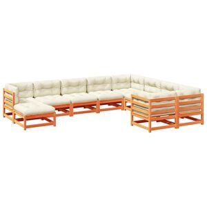 vidaXL Garden Sofa Set Wax brown Solid pine wood Large Modular