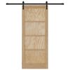 vidaXL Sliding Door Natural and Black 32.68 x 79.53 in Solid Pine Wood