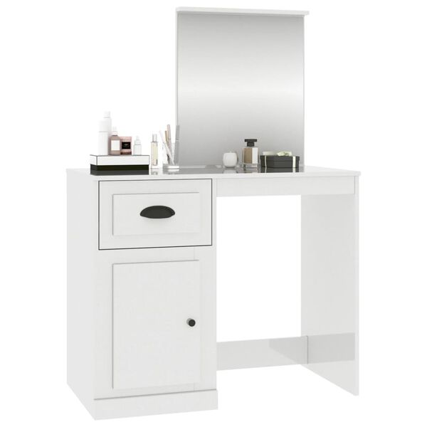 vidaXL Dressing Table High gloss white Engineered wood, acrylic Standard