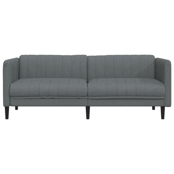vidaXL Sofa Dark Grey 100% Polyester Fabric, Plywood, Solid Wood, Foam