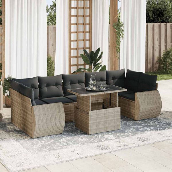 vidaXL Garden Sofa Set Light grey