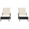 vidaXL Sun Lounger Black frame with cream white cushions