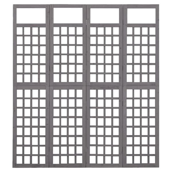 vidaXL 4-Panel Room Divider/Trellis Solid Fir Wood Gray 63.4"x70.9"