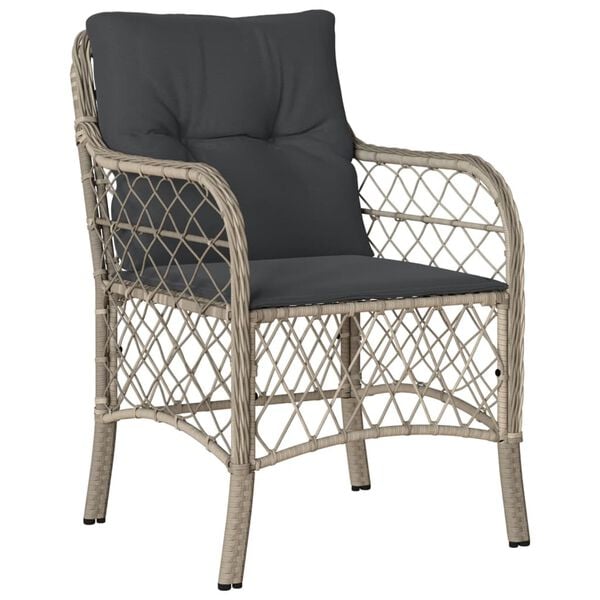 vidaXL Bistro Set Light Grey PE rattan Small Removable Covers