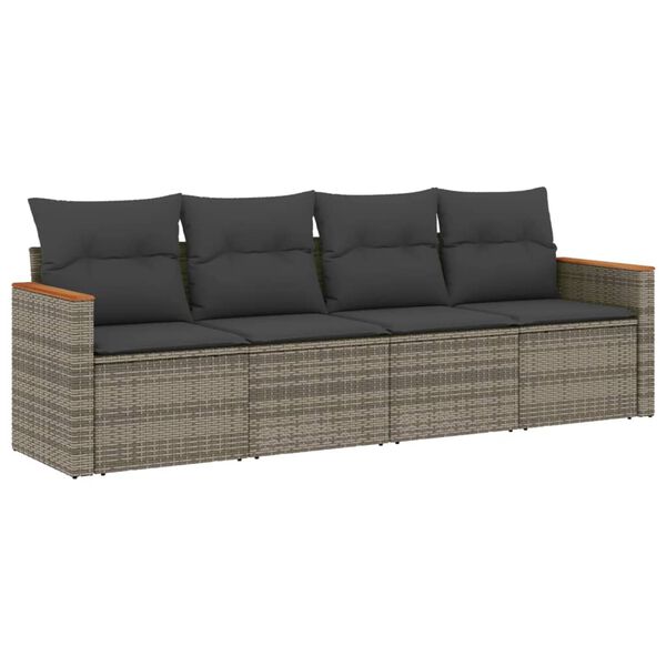 vidaXL Garden Sofa Set Grey PE rattan Medium Adjustable Feet
