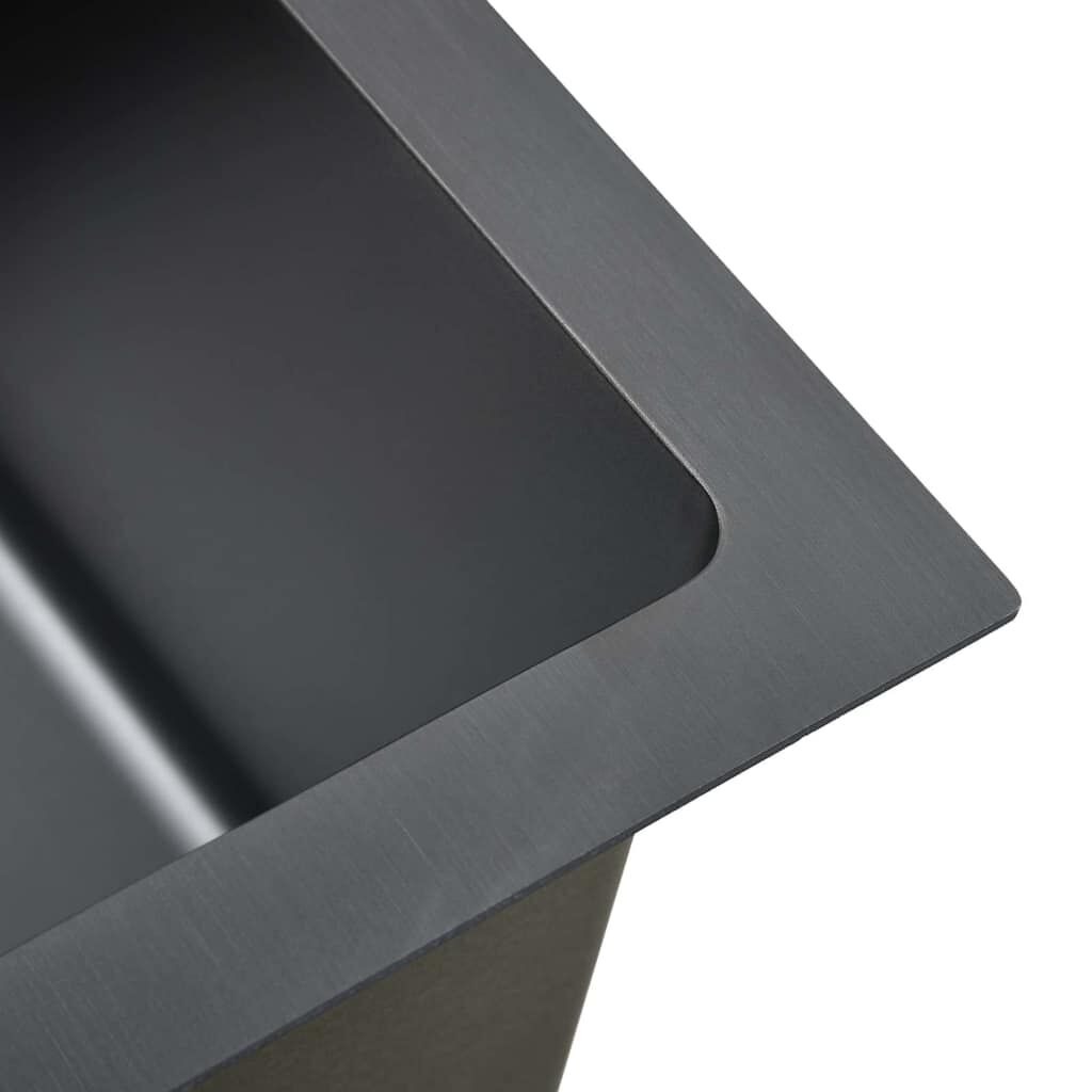 vidaXL Handmade Kitchen Sink Black Stainless Steel | vidaXL.com vidaXL Handmade Kitchen Sink Black Stainless Steel | vidaXL.com
