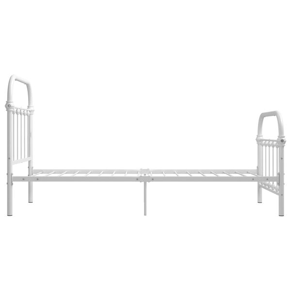vidaXL Bed Frame White Metal Single Simplistic Bed Frame Rectangular