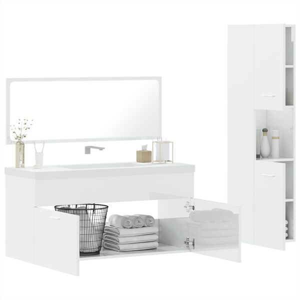 vidaXL Bathroom Furniture Set High gloss white Engineered wood, Acrylic