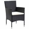 vidaXL Garden Dining Set with Cushion 9 pcs Black Poly Rattan