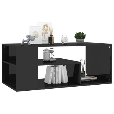vidaXL Coffee Table High Gloss Black 39.4"x19.7"x15.7" Engineered Wood