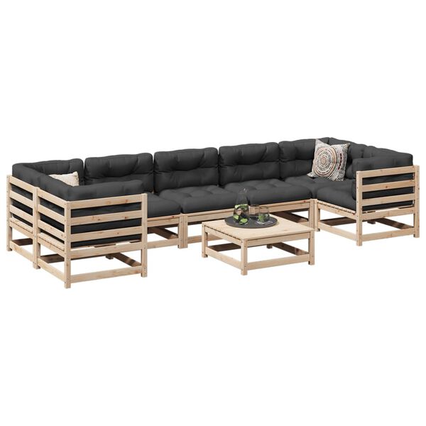 vidaXL Garden Sofa Set Natural Wood Solid pine wood Large Modular