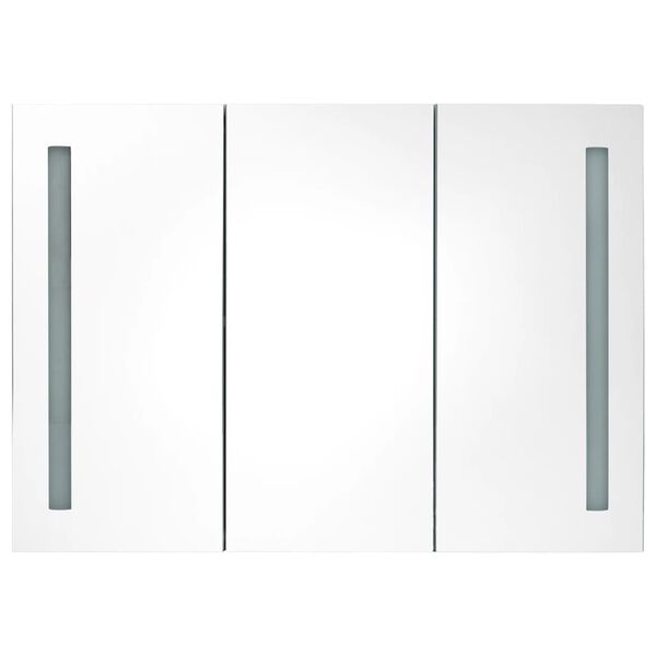 vidaXL Bathroom Cabinet White and Oak MDF with melamine finish, glass mirror