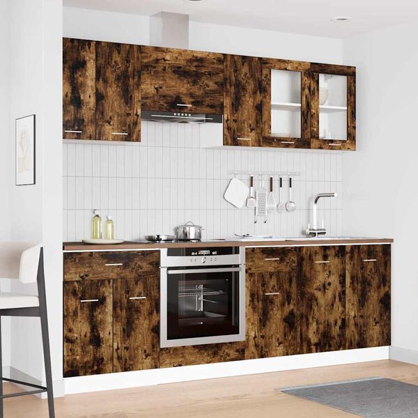 vidaXL Kitchen Cabinet Set Lyon 8 pcs Smoked oak 240 x 46 x 81.5 cm