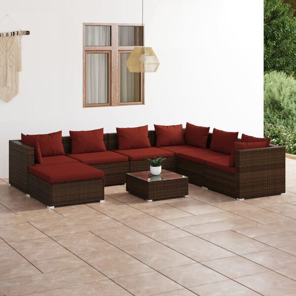 vidaXL Garden Lounge Set Brown and Cinnamon Red