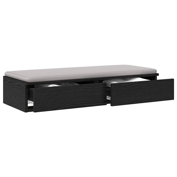 vidaXL Bed Drawers Black Oak 35.43 x 14.37 x 6.50 in Engineered Wood