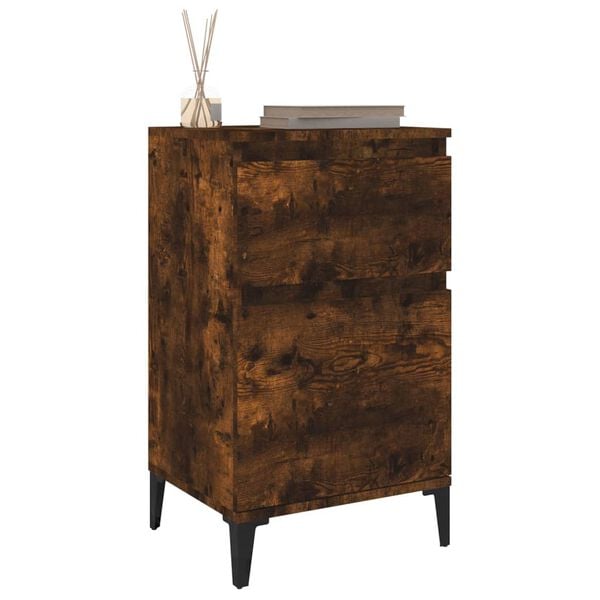 vidaXL Bedside Cabinet Set of 2 Smoked Oak Engineered wood, metal Medium