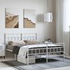 vidaXL Metal Bed Frame White Powder-Coated Steel 53.1x74.8 in Bed Frame