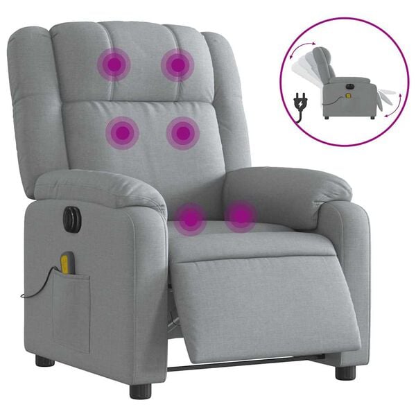 vidaXL Electric Massage Recliner Chair Light gray