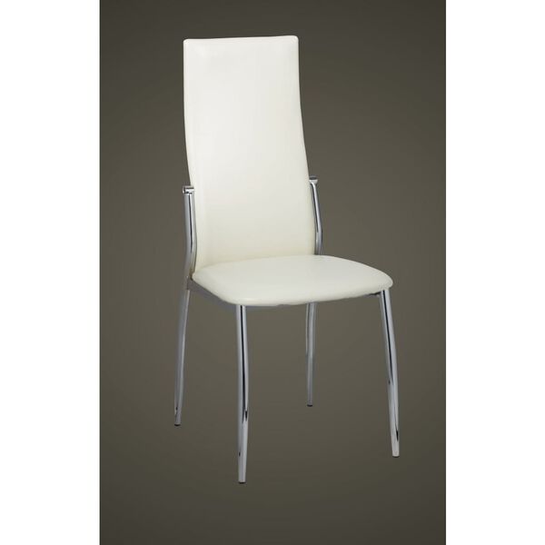 vidaXL Dining Chair Set of 2 White Synthetic Leather, Chrome Standard