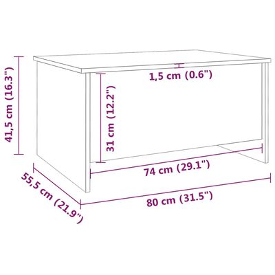 vidaXL Coffee Table Concrete Gray 31.5"x21.9"x16.3" Engineered Wood