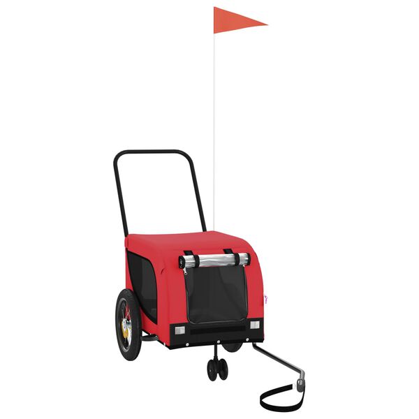 vidaXL Pet Bike Trailer Red and Black Oxford fabric, iron, PVC Durable