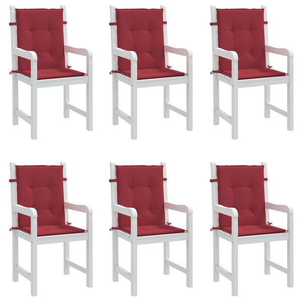 vidaXL Patio Lowback Chair Cushions 6 pcs Wine Red 39.4x19.7x1.2" Oxford Fabric