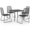 vidaXL Dining Set Black PVC Rattan, Powder-Coated Steel, Glass