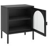 vidaXL Nightstand Black Powder-coated steel, fluted glass