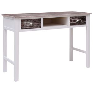 vidaXL Desk Brown and White Paulownia Wood and Poplar Wood