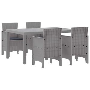 vidaXL Garden Dining Set 5 pcs Light Grey Polt rattan