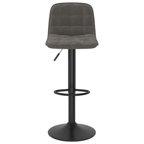 vidaXL Bar Stool Set of 2 Dark Grey Powder coated steel, velvet