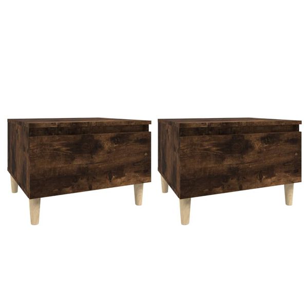 vidaXL Side Table Set of 2 Smoked oak Engineered wood Small Side Table