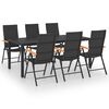 vidaXL Dining Set Black and Brown WPC, Aluminum, PE Rattan 7 Piece Set