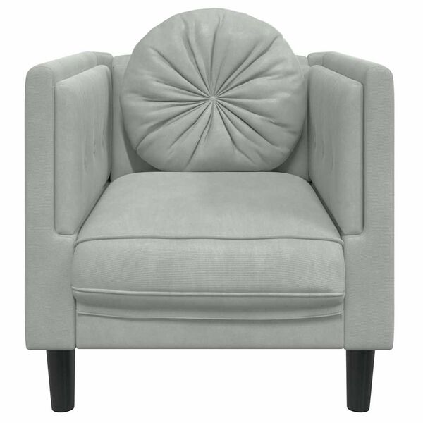 vidaXL Sofa Chair Light Grey Velvet (100% polyester), plywood, solid wood