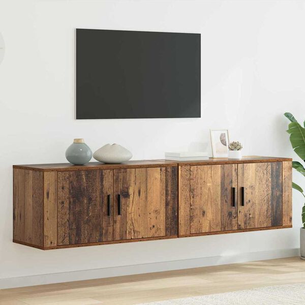 vidaXL Wall-mounted TV Cabinet Set Wall-mounted 2 pcs Old Wood