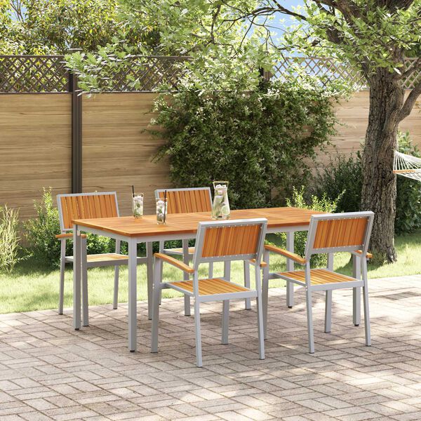 vidaXL Garden Dining Set 5 pcs Gray and brown