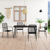 vidaXL Dining Set Black Cotton Rope, Powder-Coated Steel, Tempered Glass