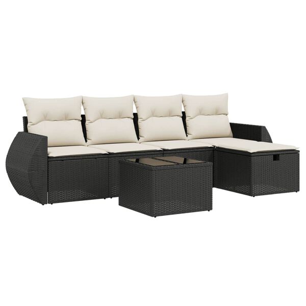 vidaXL Garden Sofa Set Black Poly Rattan, Steel Large Removable Covers