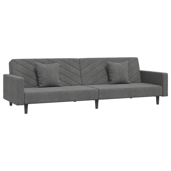 vidaXL Sofa Bed Dark grey Velvet (100% polyester), wood, plastic 2-Seater