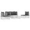 vidaXL 5 Piece Patio Lounge Set with Cushions White Steel