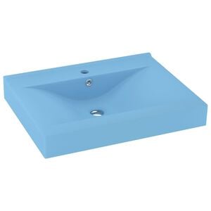vidaXL Luxury Basin with Faucet Hole Matt Light Blue 23.6x18.1" Ceramic