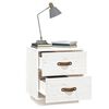 vidaXL Nightstand White Solid Pine Wood Medium Nightstand Rectangular