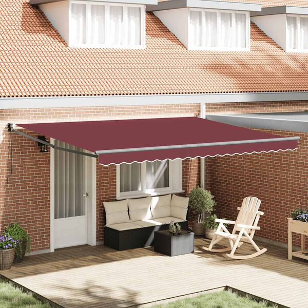vidaXL Manual Retractable Awning Burgundy 177.2x118.1"