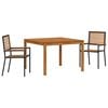 vidaXL Garden Dining Set 3 pcs Black Poly rattan