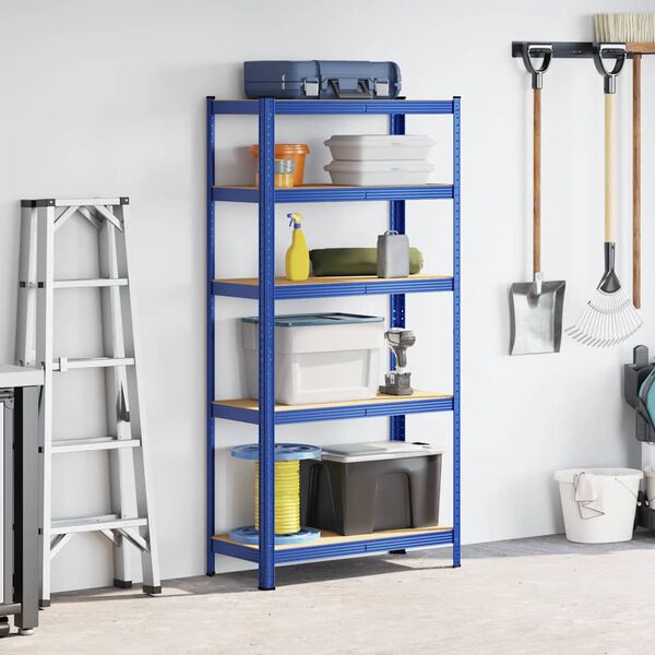 vidaXL 5-Layer Storage Shelf Blue Steel&Engineered Wood